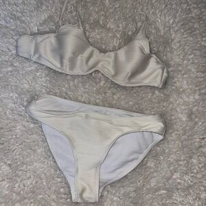 White Ribbed Bikini Set